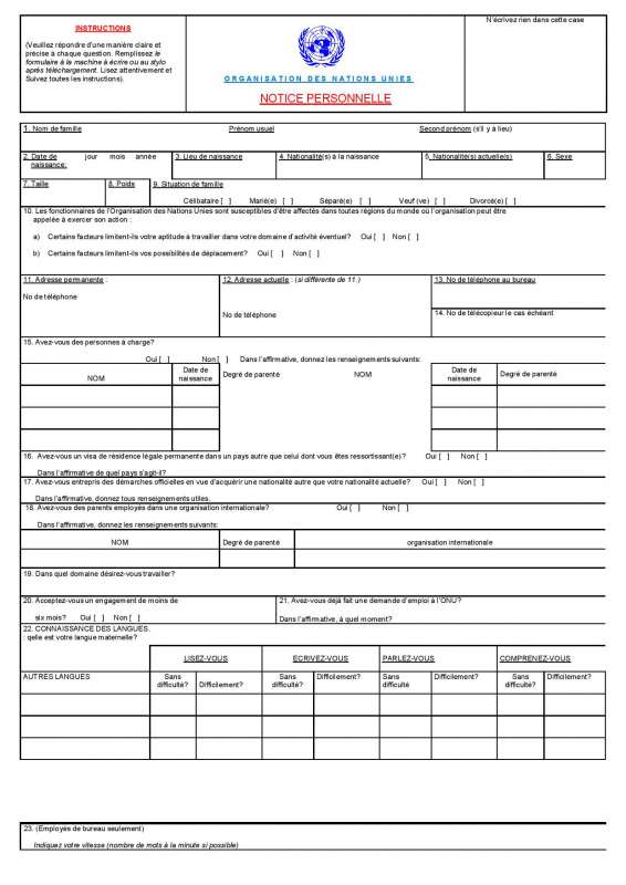 formulaire p11 unicef en français